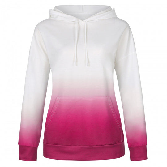 Damen Oversize Kapuzenpullover mit Dip-Dye Farbverlauf und Kängurutasche EB