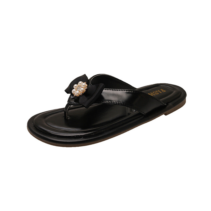 Damen Zierliche Zehentrenner-Sandalen mit eleganter Schleifen-Applikation EB