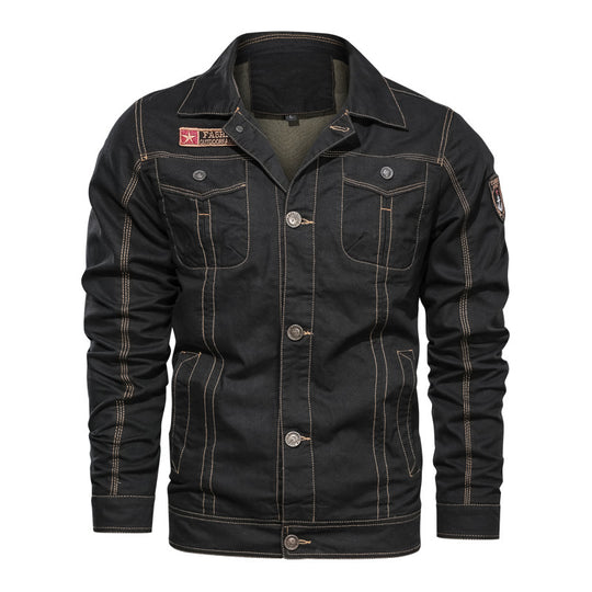 Herren Canvas Overshirt mit militärischer Optik Kontraststeppungen und Brustklappen EB