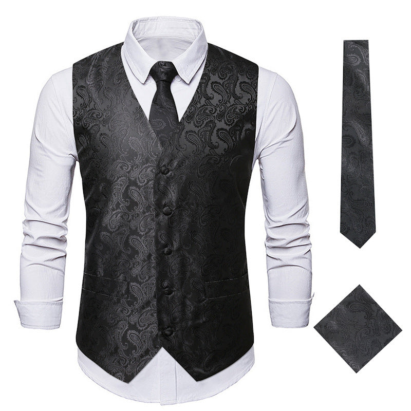 Herren elegante Anzugweste mit eleganten Paisley-Muster und passendem Zubehör EB