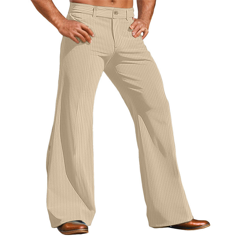 Herren elegante Flared Hose im Vintage-Stil mit Streifenmuster EB