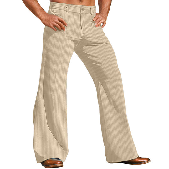 Herren elegante Flared Hose im Vintage-Stil mit Streifenmuster EB