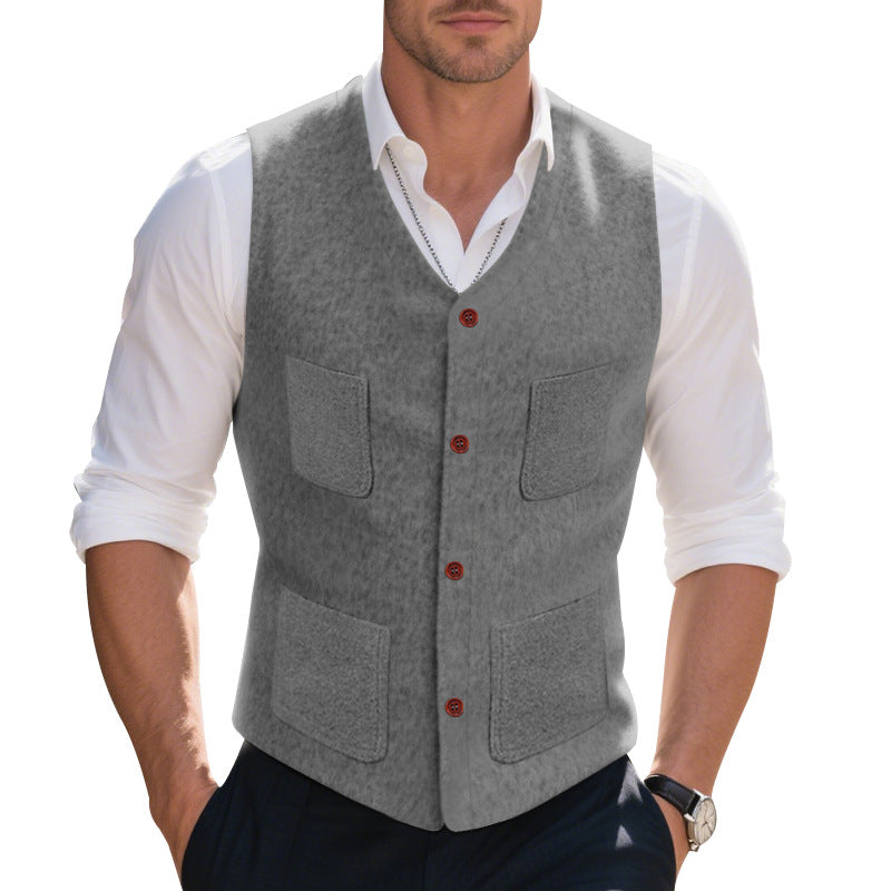 Herren elegante Weste mit praktischen Taschen und modischen Knopfdetails EB