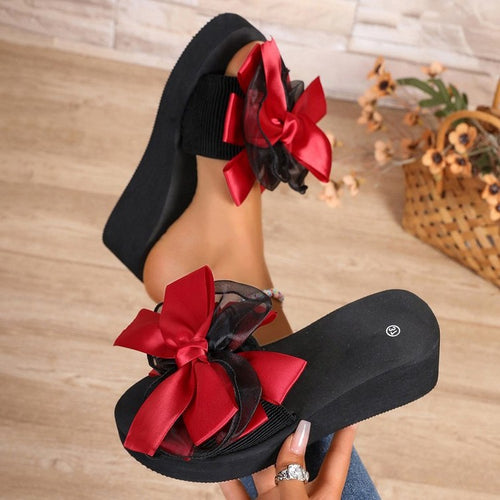 Damen Glamouröse Schaum-Sandalen mit auffälligem Schleifen-Design EB