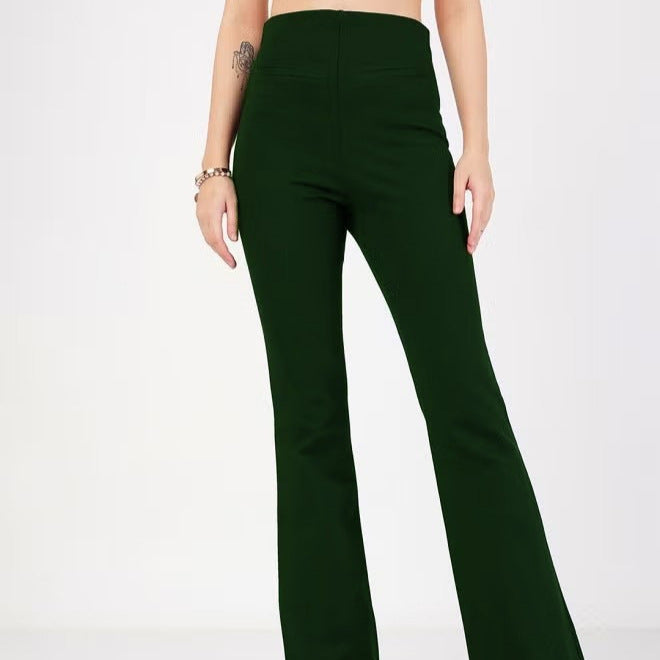 Damen Flared Pants mit hohem Bund und elastischem Material EB