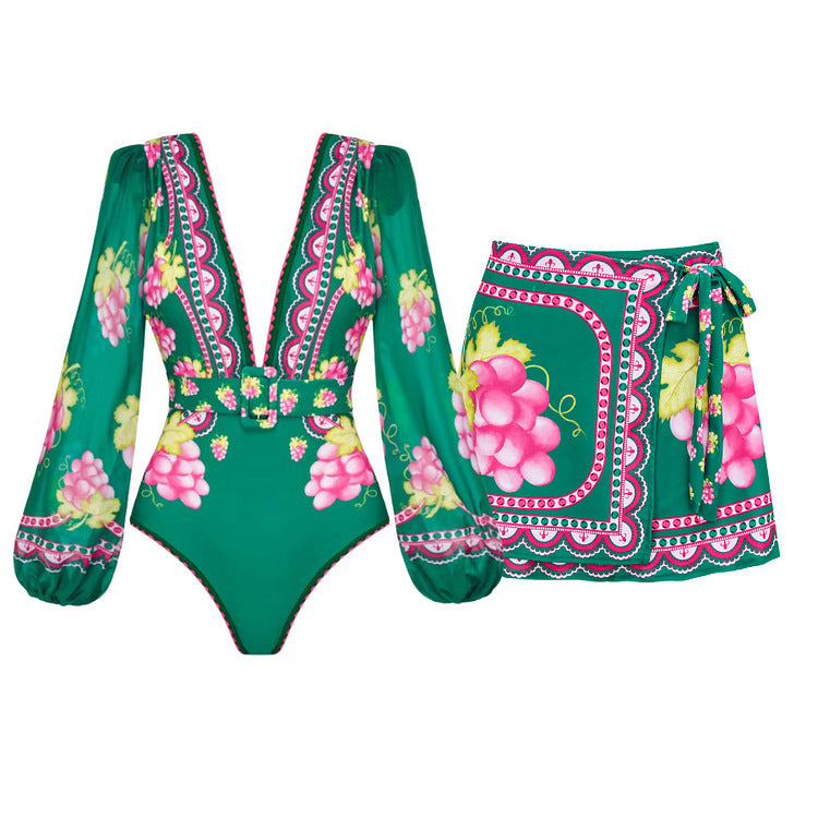 Damen Stylish Elegantes Badeanzug- und Rockset EB
