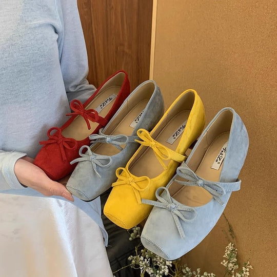 Damen elegante Ballerinas mit modischem Schleifenakzent und bequemer Sohle EB