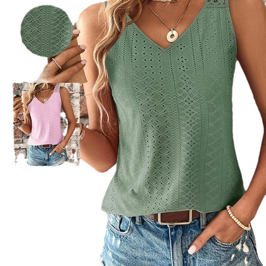 Damen luftiges Häkelshirt mit einzigartigem Rückendetail EB