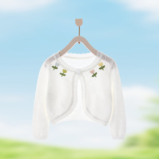 Mädchen's nan zarte Spitzenstrick kurzer Bolero-Cardigan EB