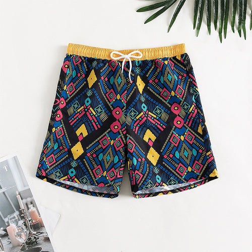 Damen Freizeitshorts mit buntem geometrischen Muster EB