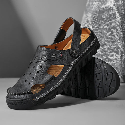 Damen Sommerliche offene Ledersandalen mit atmungsaktiver Oberstruktur EB