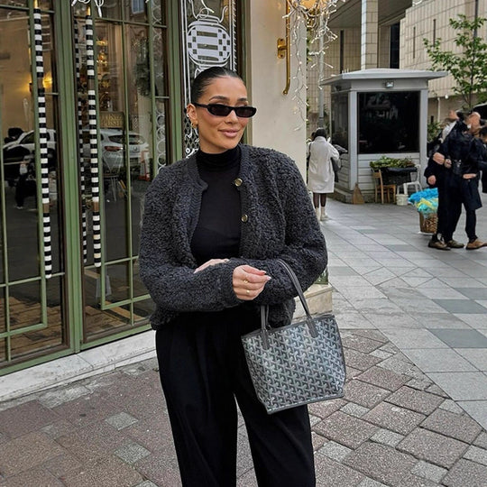 Damen kuschelige Fleecejacke mit Knöpfen und schickem Schnitt EB