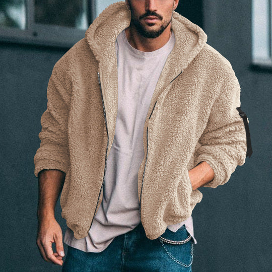 Herren Fleecejacke mit weichem Innenfutter und Kapuze EB