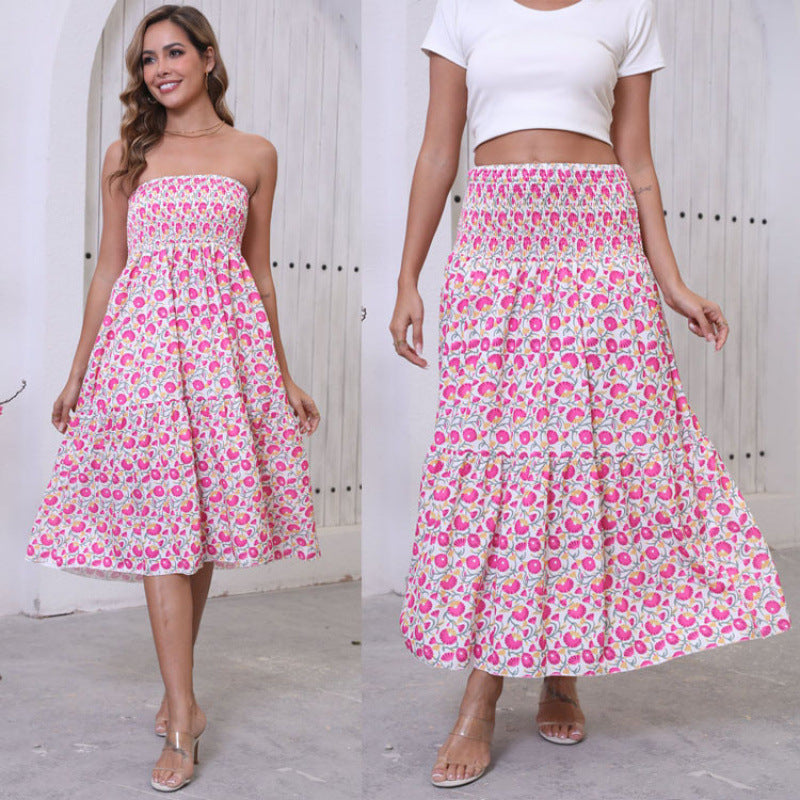 Damen Maxi-Rock mit voluminösen Rüschendetails und knöchellanger Passform EB