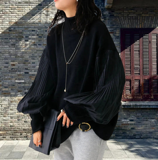 Damen Oversized Pullover mit strukturierten Puffärmeln EB