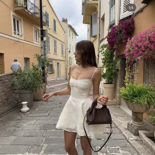 Damen Kleid mit floralem Spitzenmuster und verstellbaren Trägern EB