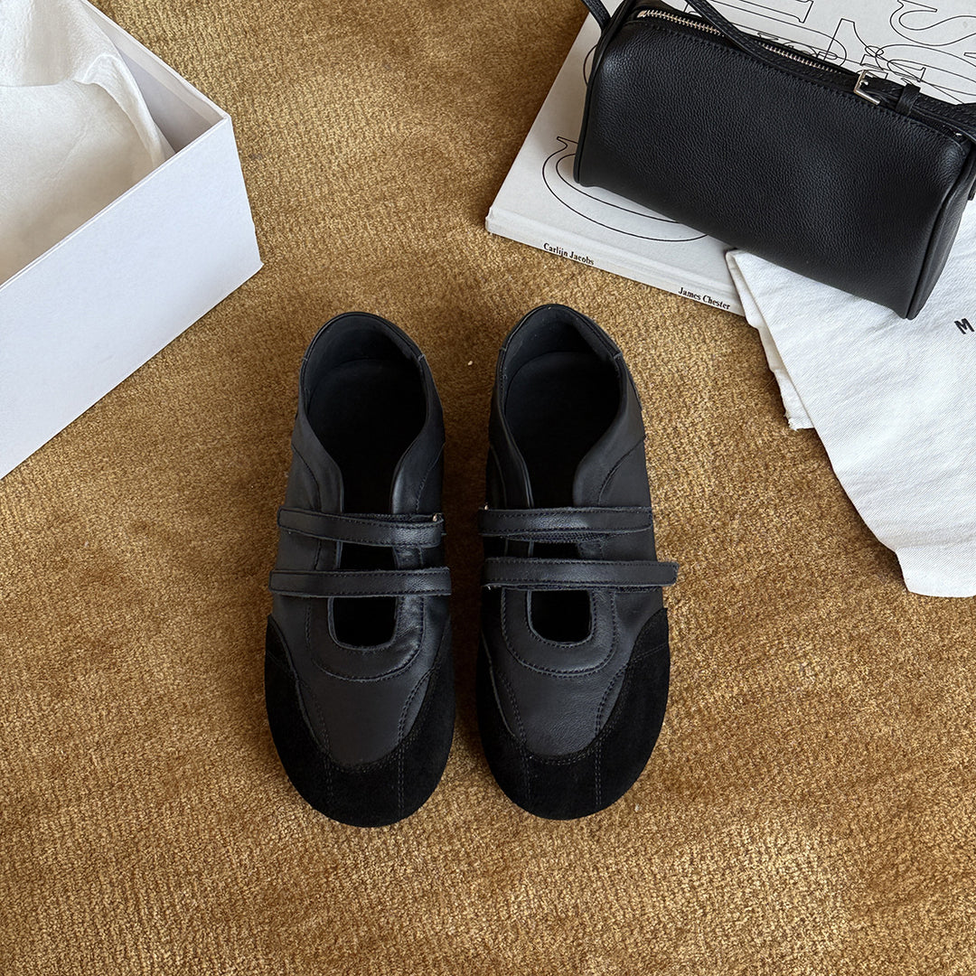 Damen Ballerina-Schuhe im modernen Metallic-Look mit doppeltem Riemchen EB
