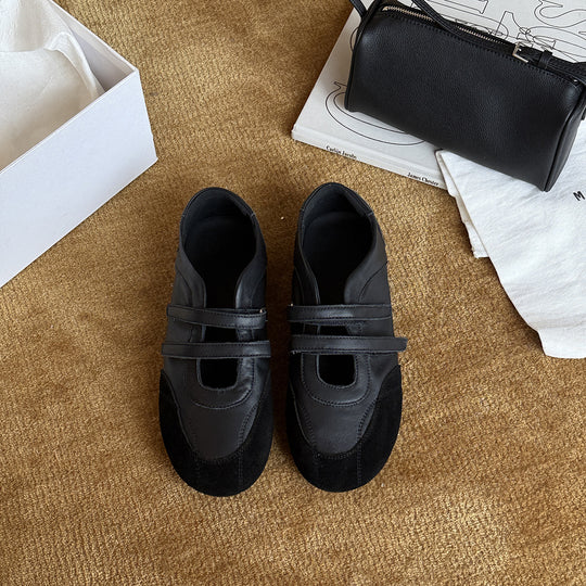 Damen Ballerina-Schuhe im modernen Metallic-Look mit doppeltem Riemchen EB