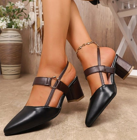 Damen Elegante Slingback Sandalen mit modischem Schnitt und Absatz EB