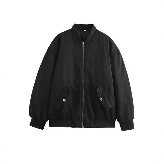 Damen lässige Bomberjacke mit elastischem Bund und praktischen Taschen EB