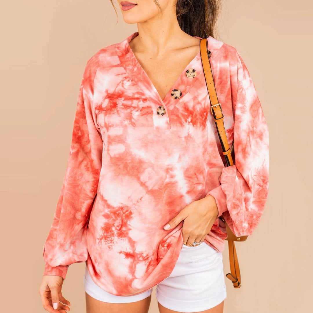 Damen lässiger Oversized-Pullover mit Knopfleiste EB
