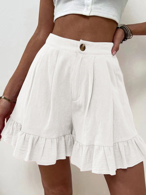 Damen Röhren-Shorts mit lässigem Rüschensaum und elastischem Bund EB