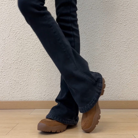 Damen Komfortable Mokassins mit modischem Schnallen-Design EB