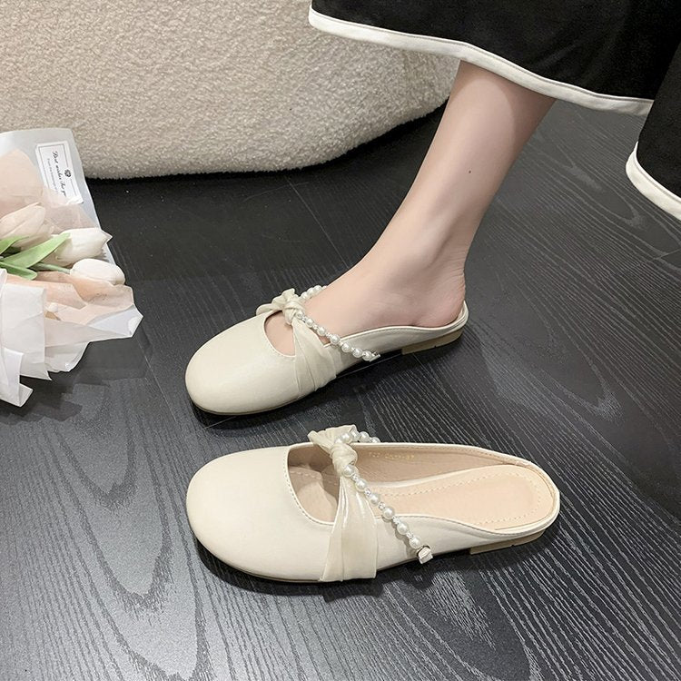 Damen verzierte Mules mit Perlenakzent und Schleifen-Detail EB