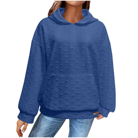 Damen Kapuzenpullover mit strukturiertem Herzmuster EB