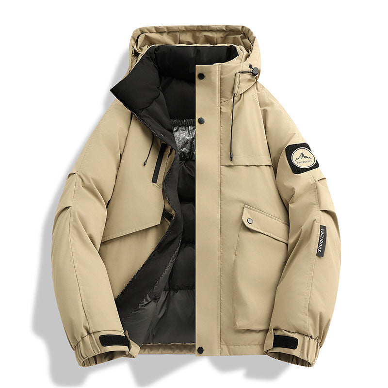 Herren wattierte Kapuzen-Winterjacke mit winddichter Außenhülle, gesteppter Thermofütterung und multifunktionalen Taschen EB