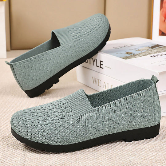 Damen Atmungsaktive Slip-On Freizeitschuhe mit flexiblem Strickdesign EB