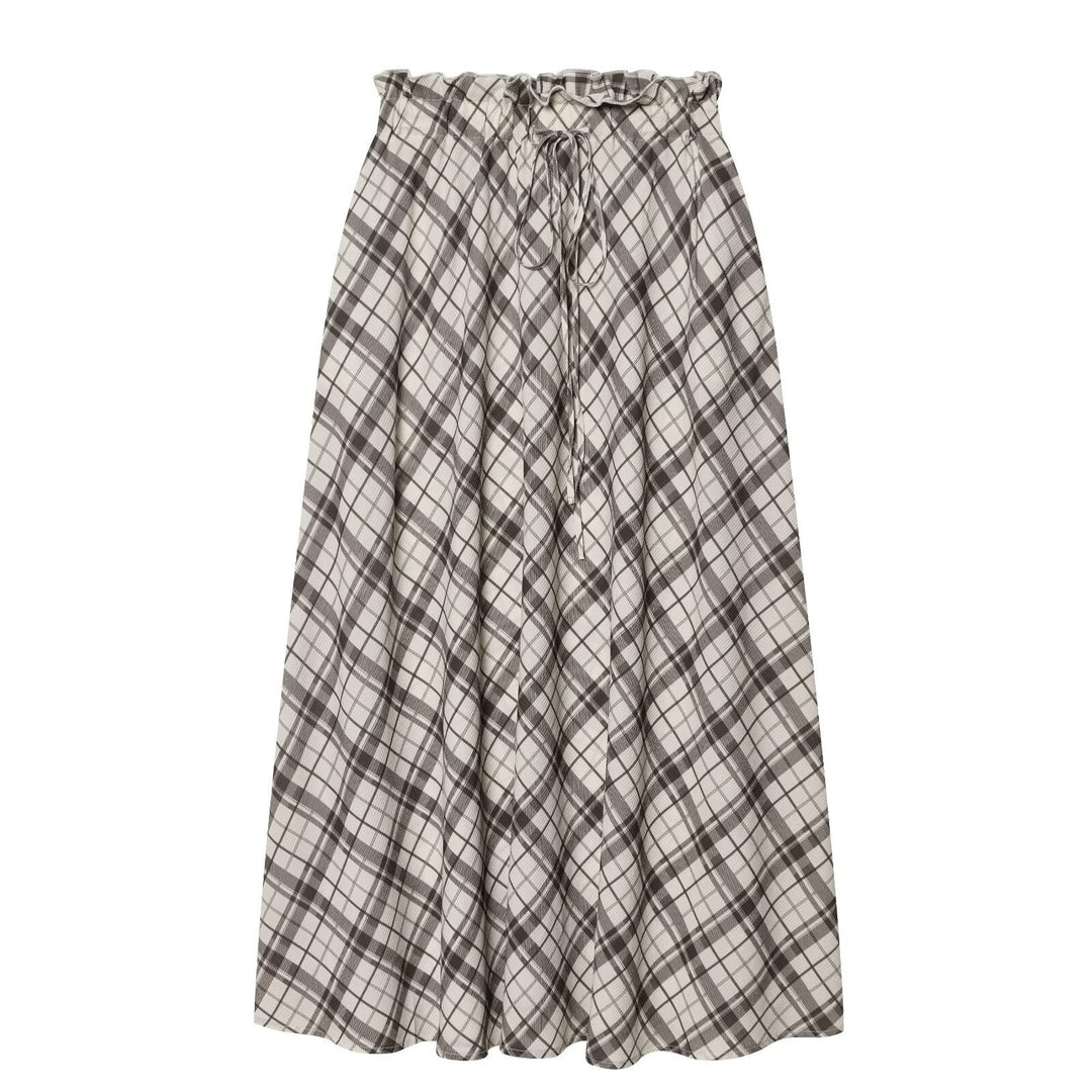 Damen Maxirock mit lässigem Kordelzug und karierter Musterung EB