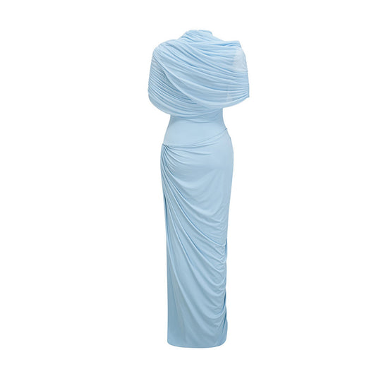 Damen Elegantes Maxikleid mit dekorativen Drapierungen EB