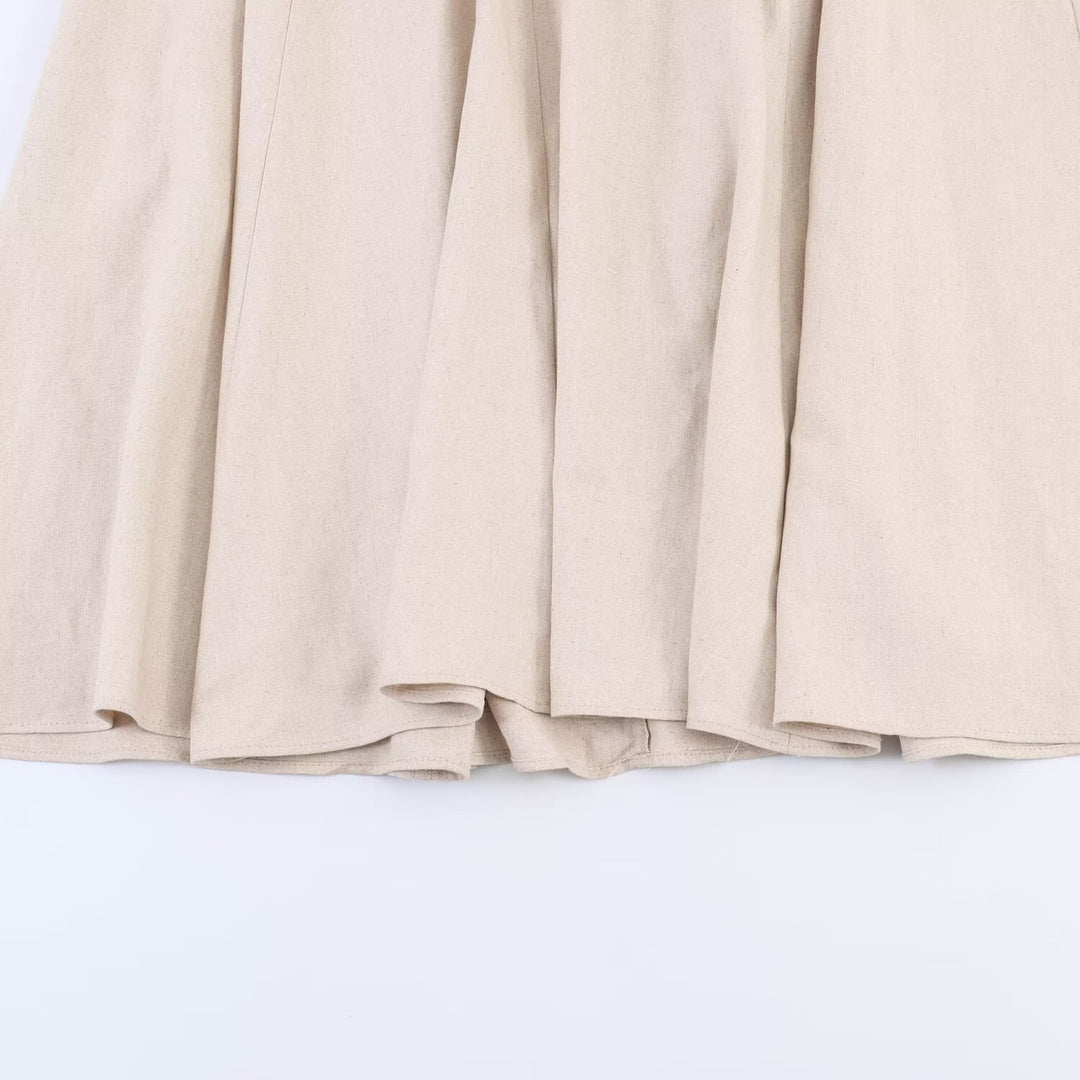 Damen V-Ausschnitt Kleid mit voluminösen Puffärmeln und schwingendem Rock EB