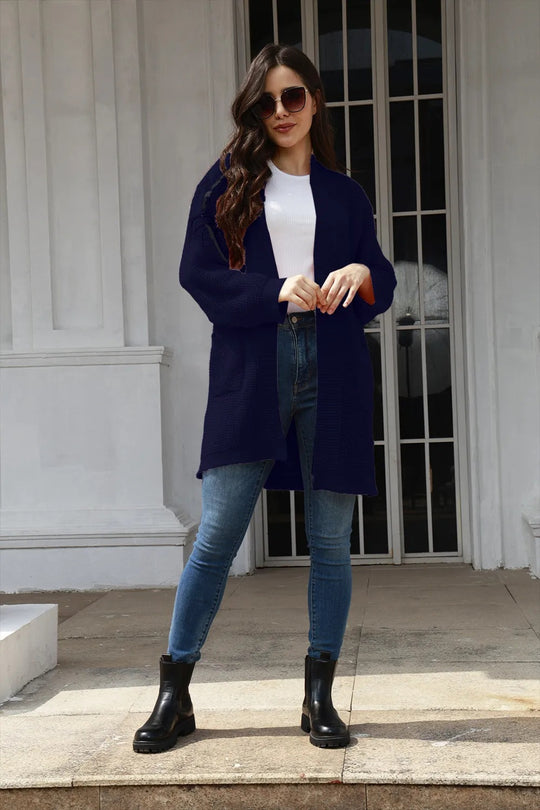 Damen Offene Strickjacke im lässigen Design mit praktischen Taschen EB