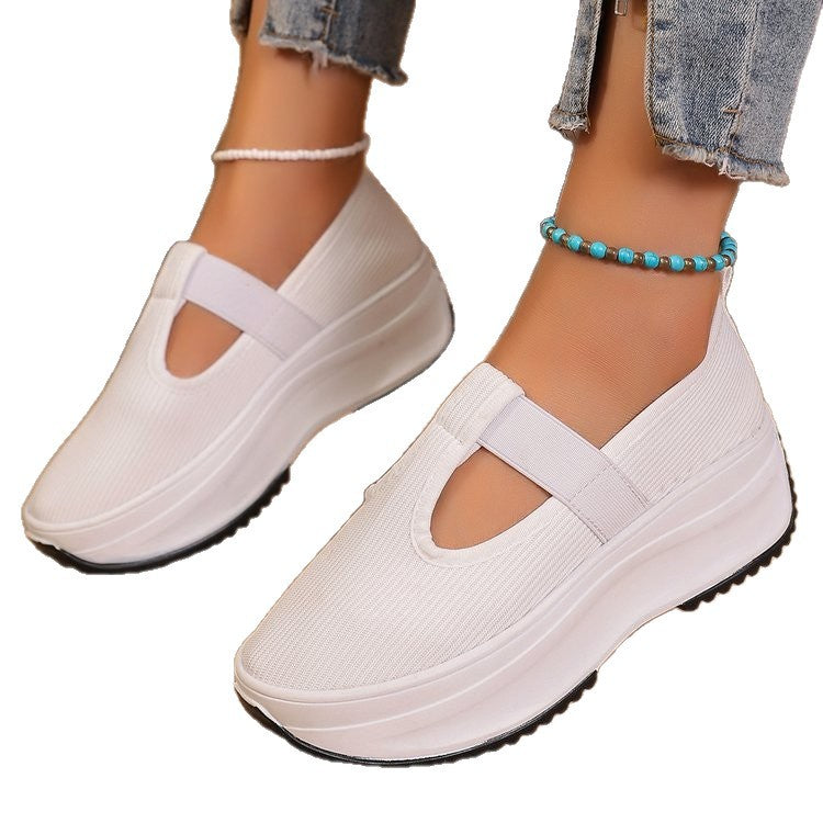 Damen Plateau-Sneaker im sportlich-eleganten Design mit elastischem Riemchen EB