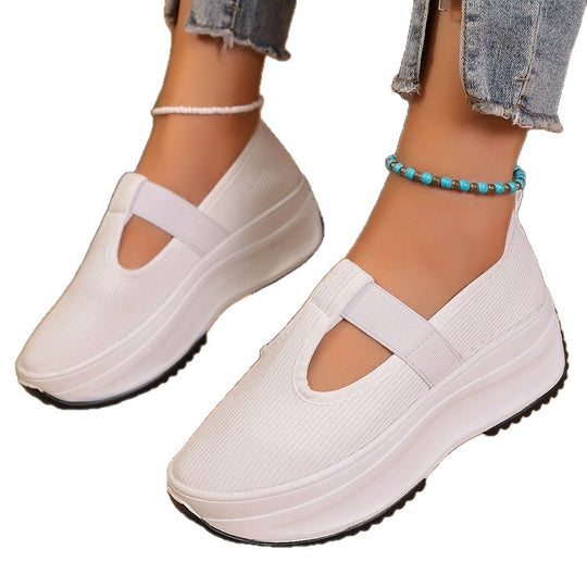 Damen Plateau-Sneaker im sportlich-eleganten Design mit elastischem Riemchen EB