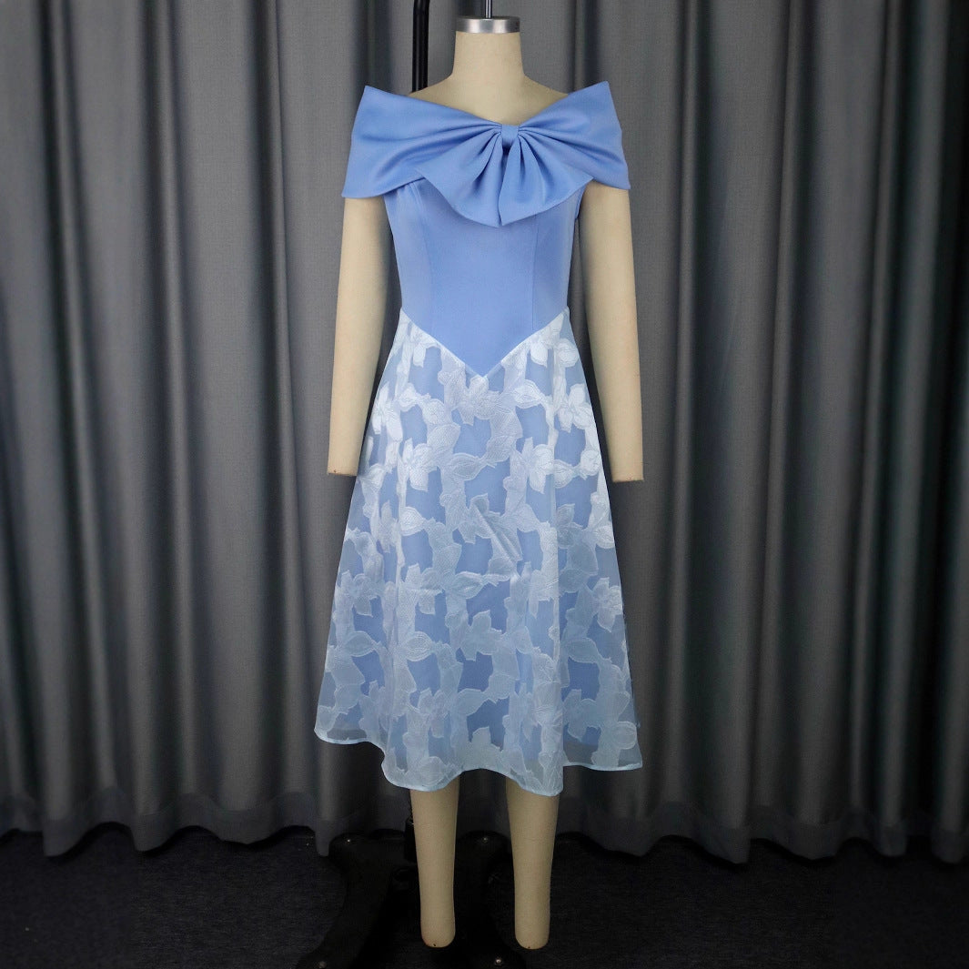 Damen festliches Cocktailkleid mit raffiniertem Überwurf und elegantem Rock EB