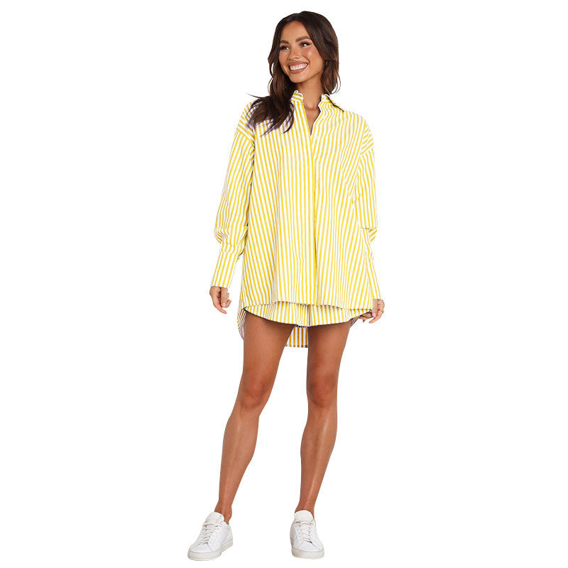 EB | Fashion Shirt Gestreift Langarm Zweiteiliges Set