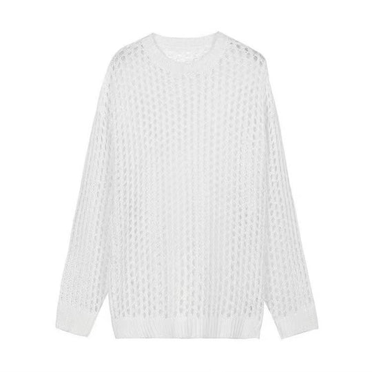 Damen luftiger Strickpullover mit modischer Netzstruktur EB