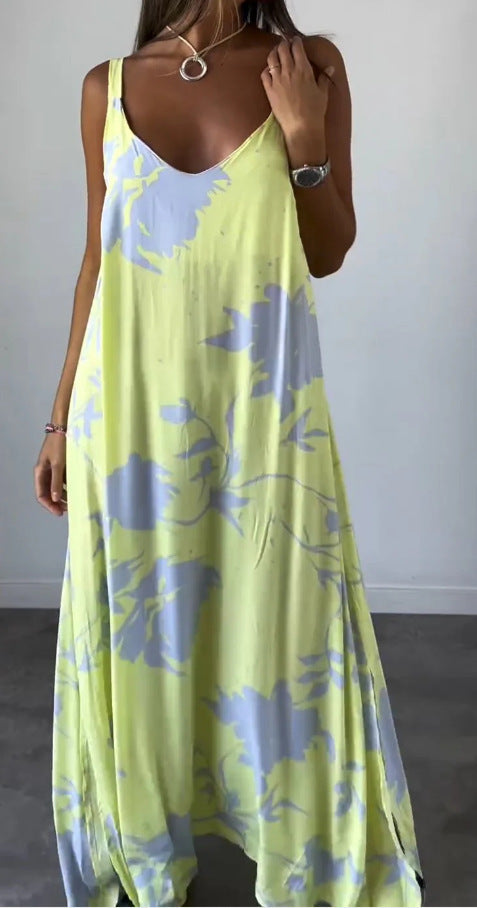Damen Maxikleid mit floralem Design und fließendem Schnitt EB