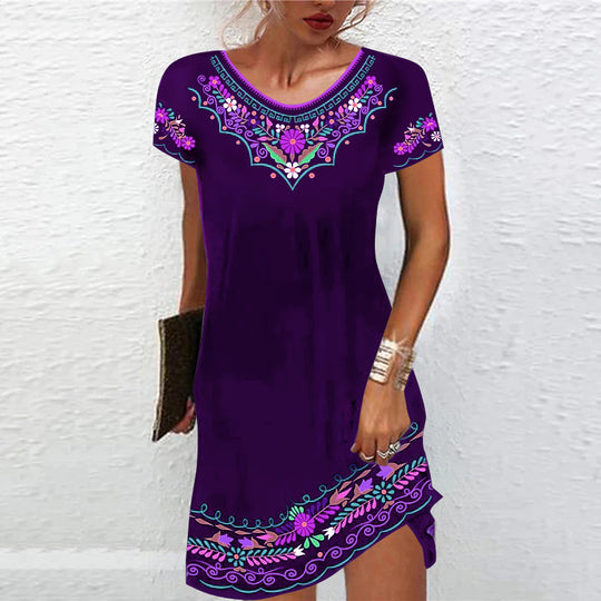 Damen Sommerliches Freizeitkleid mit kunstvollem Stickdesign EB