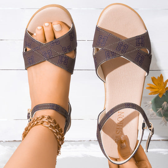 Damen Keil-Sandalen mit komfortablem Fußbett und modischem Kreuzband EB