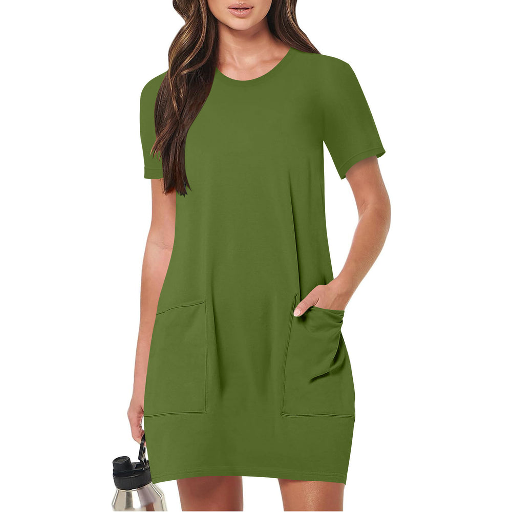 Damen lässiges T-Shirt-Kleid mit praktischen Taschen EB