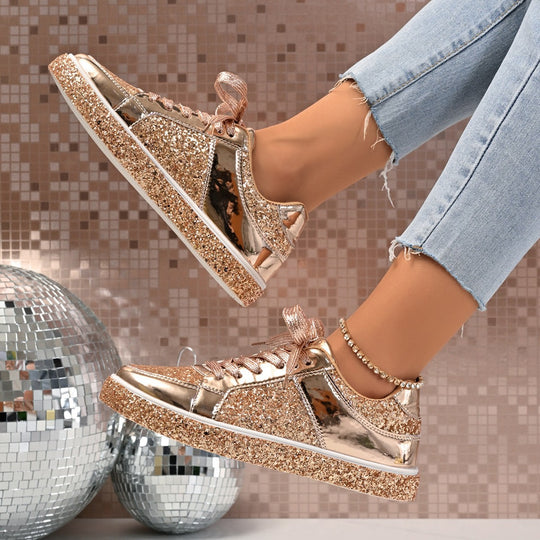 Damen Glitzernde Sneakers mit atmungsaktivem Innenfutter EB