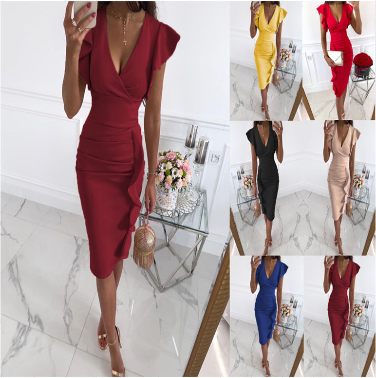 Damen Wickelkleid mit Rüschendetails EB