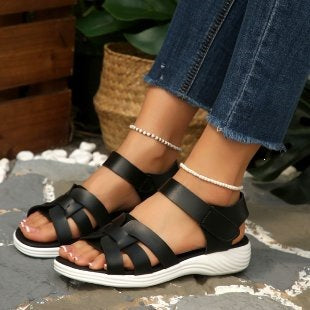 Damen Sommerliche Riemensandalen mit elegantem Flecht-Design EB