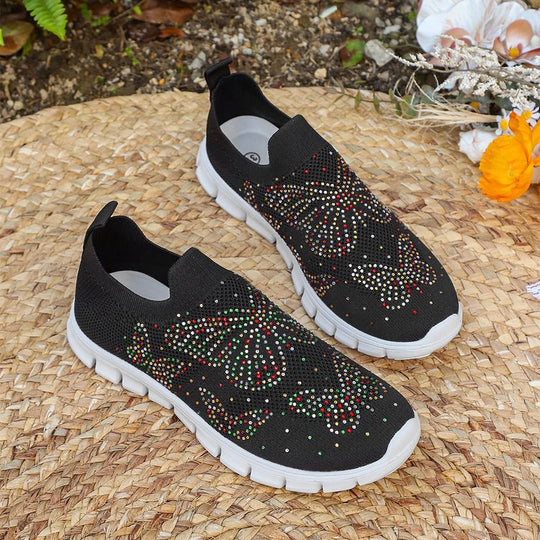Damen Sportliche Slip-Ons mit funkelnden Verzierungen EB