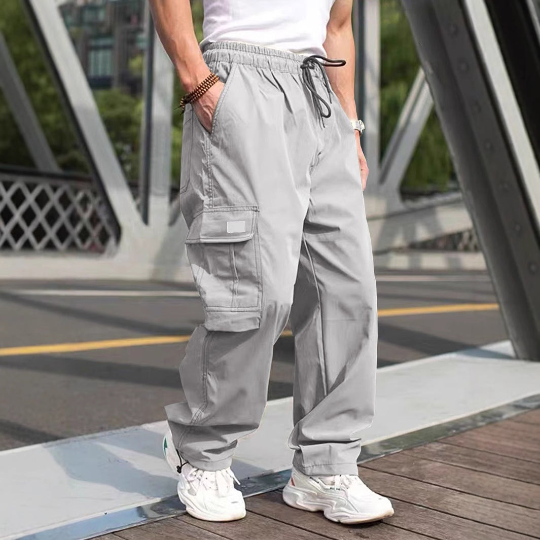 Herren lässige Cargo-Hose mit elastischem Bund und multifunktionalen Taschen EB