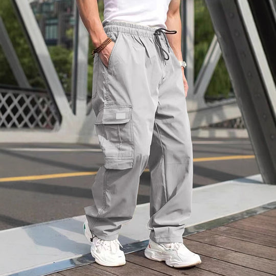 Herren lässige Cargo-Hose mit elastischem Bund und multifunktionalen Taschen EB